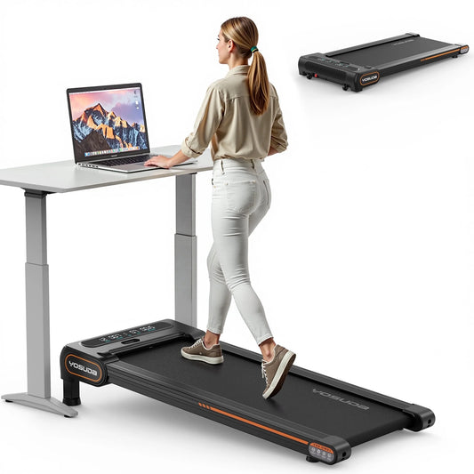 under Desk Treadmill for Walking, Electric, Auto Incline, 350 Lb Weight Capacity, Black